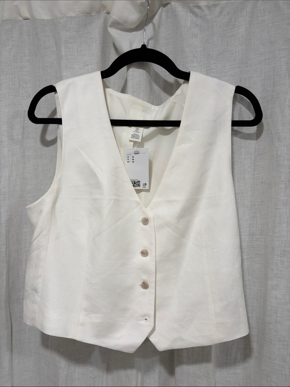 H&M Cream Button-Front Sleeveless Vest Top